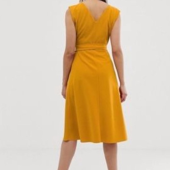 ASOS DESIGN Midi Satin Mix Skater Dress w/ Belt - Picture 2 of 7